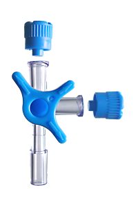 ST-037 Plastic Medical 4-Way Stopcock with Caps and 2 Female Luers product image